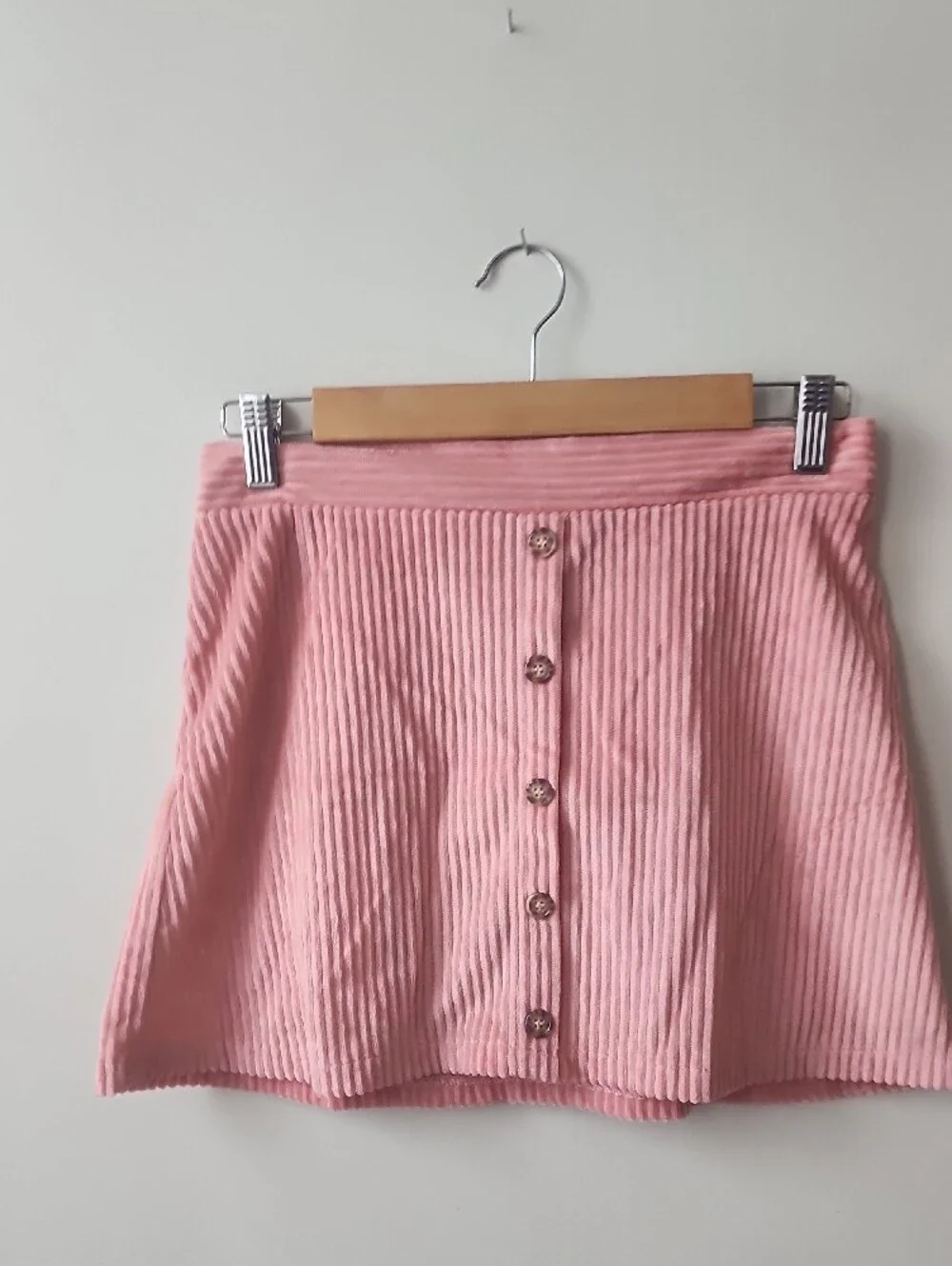 Girls' Pink Corduroy Button-Front A-Line Skirt